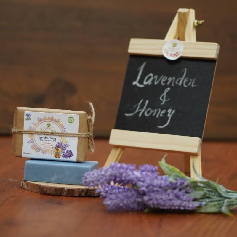 Lavender and Honey Bathing Bar - (Cleansing, Skin Lightening, Relaxing) - Natural Handcrafted Bar 125g/ 4.4 oz - vanauraorganics
