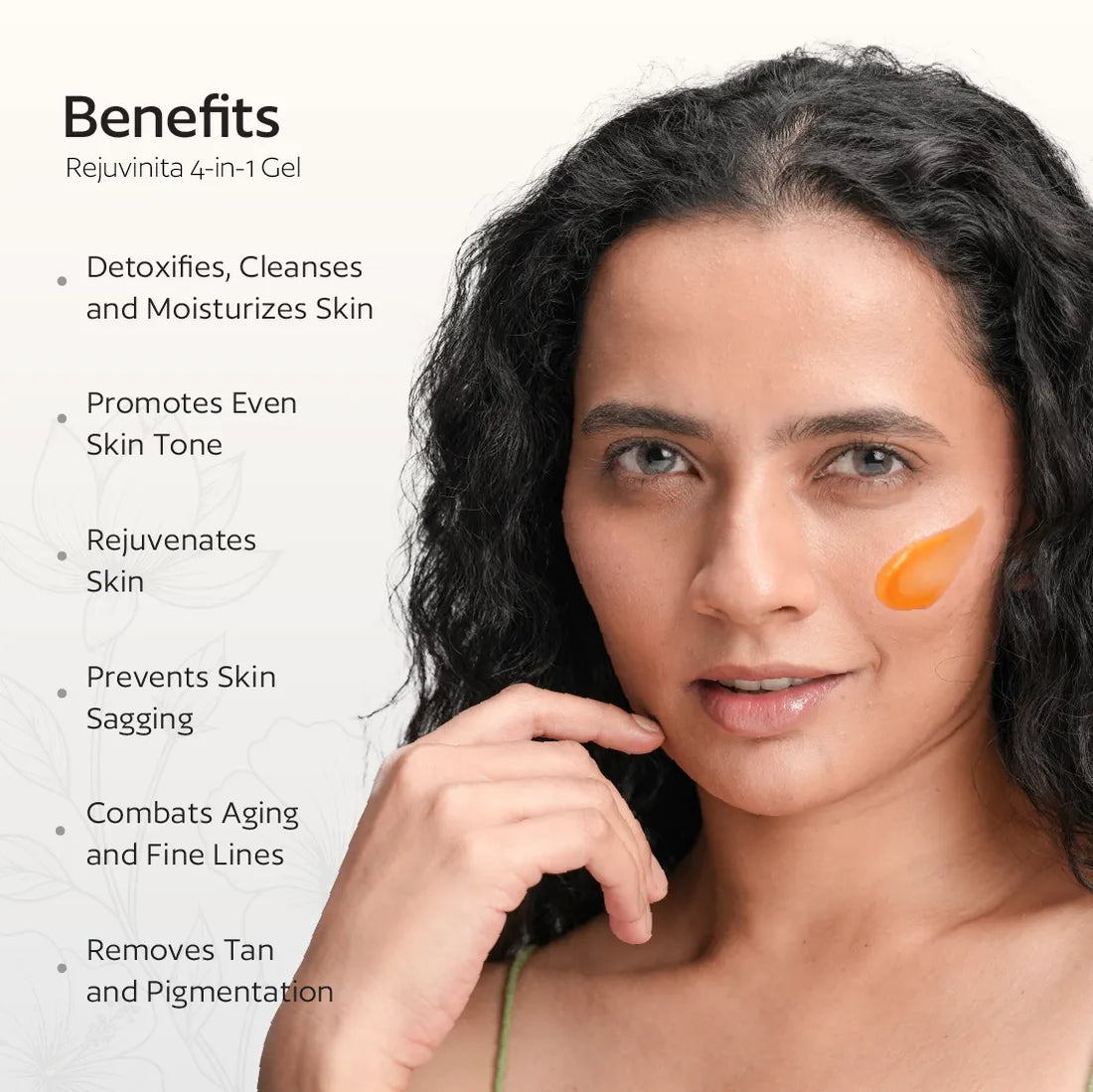 Rejuvinita 4-In-1 Organic Gel (Massage Gel, Leave-On Mask, Cleanser, Soap-Free Wash), 50g