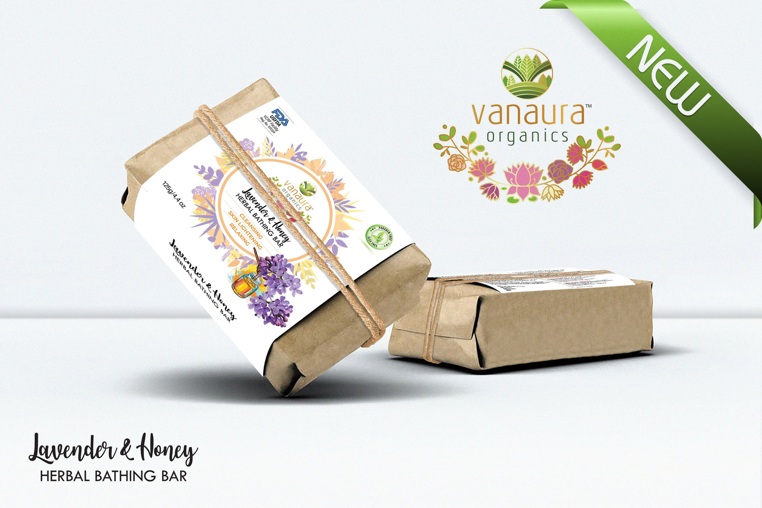 Lavender and Honey Bathing Bar - (Cleansing, Skin Lightening, Relaxing) - Natural Handcrafted Bar  125g/ 4.4 oz - vanauraorganics