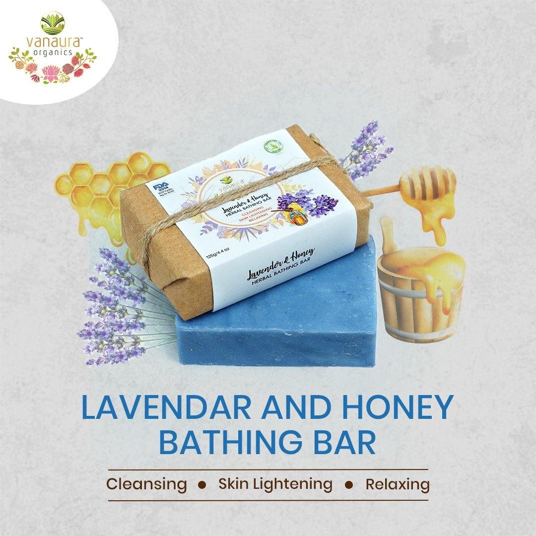 Lavender and Honey Bathing Bar - (Cleansing, Skin Lightening, Relaxing) - Natural Handcrafted Bar  125g/ 4.4 oz - vanauraorganics