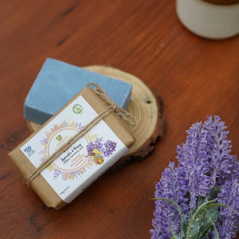 Lavender and Honey Bathing Bar - (Cleansing, Skin Lightening, Relaxing) - Natural Handcrafted Bar 125g/ 4.4 oz - vanauraorganics